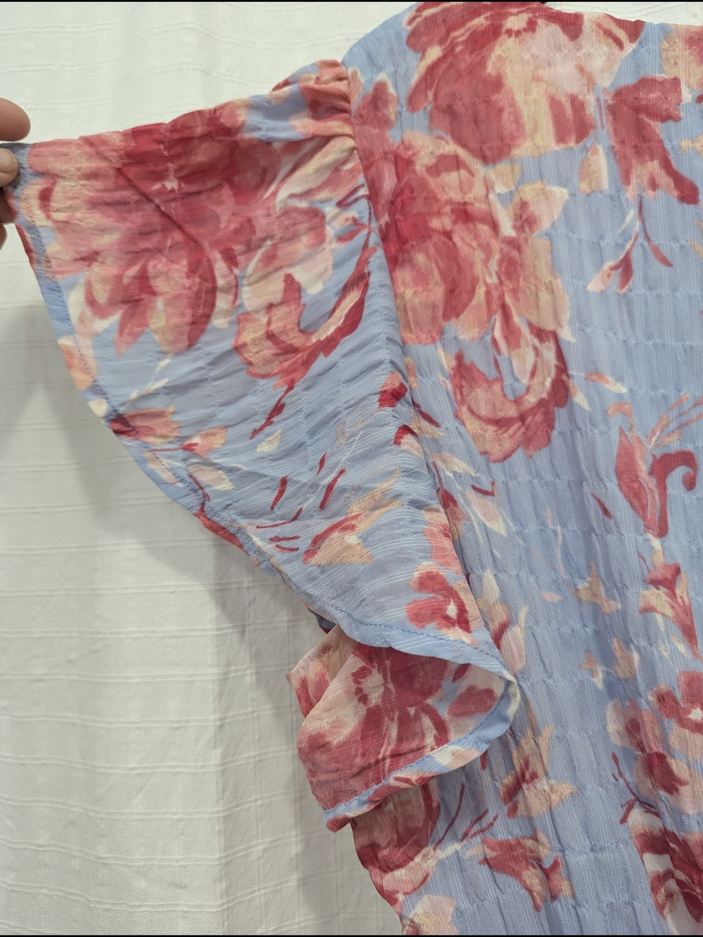 Counterparts Pink & Light Blue Floral Ruffle Top - Picture 8 of 8